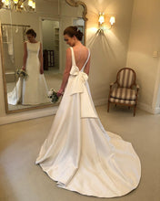 Load image into Gallery viewer, The Sales Rack-Bohemian Satin Bridal Dress With Bow Back - A Thrifty Bride Shop